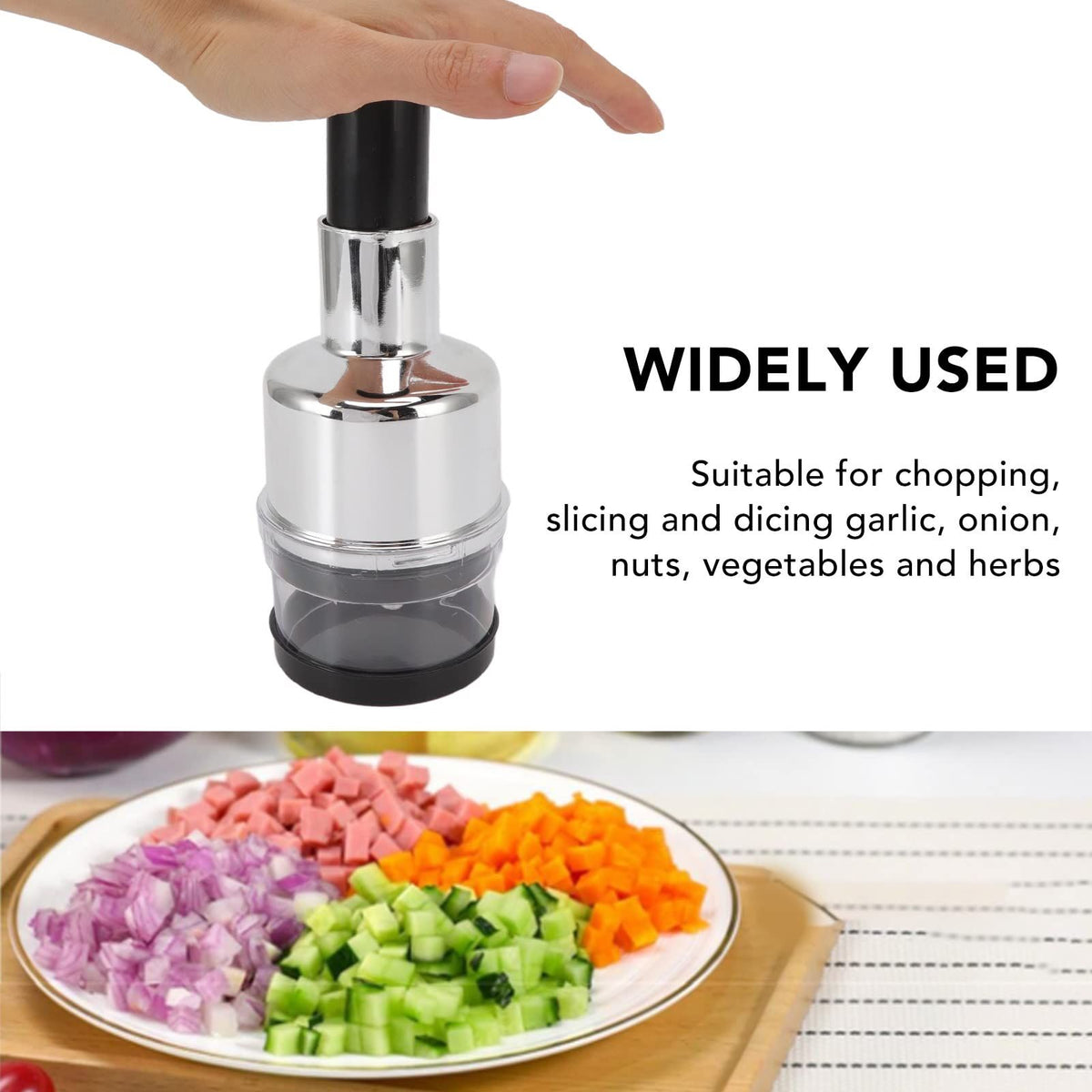 Manual Food Chopper, Stainless Steel Manual Onion Chopper Hand Chopper for Vegetables, Vegetable Cutter Onion Garlic Nut