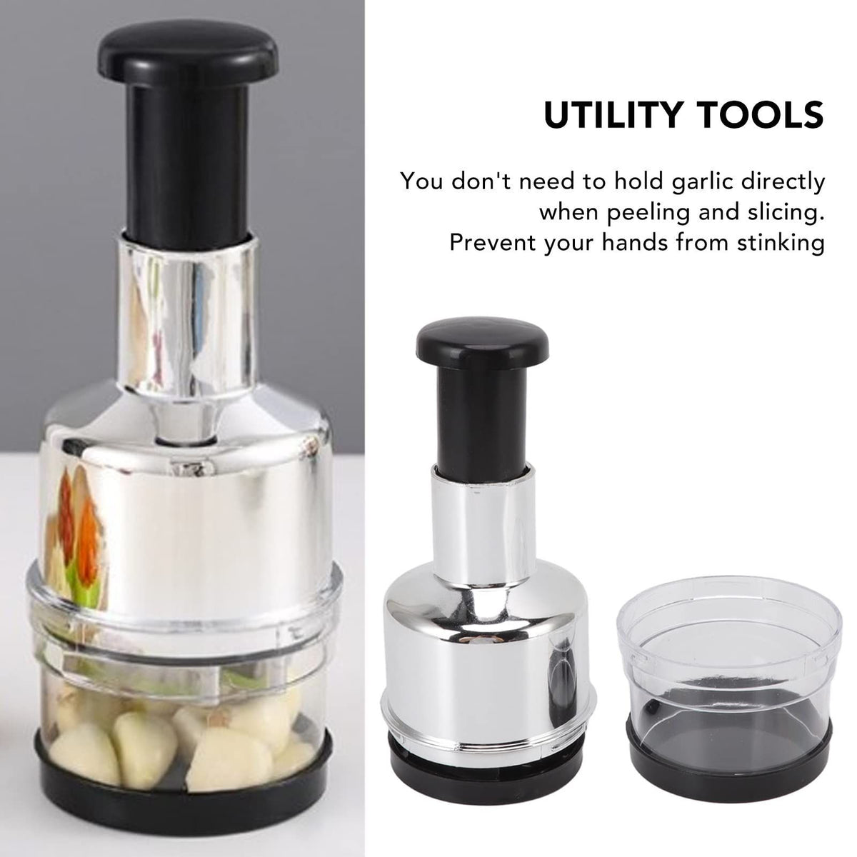 Manual Food Chopper, Stainless Steel Manual Onion Chopper Hand Chopper for Vegetables, Vegetable Cutter Onion Garlic Nut