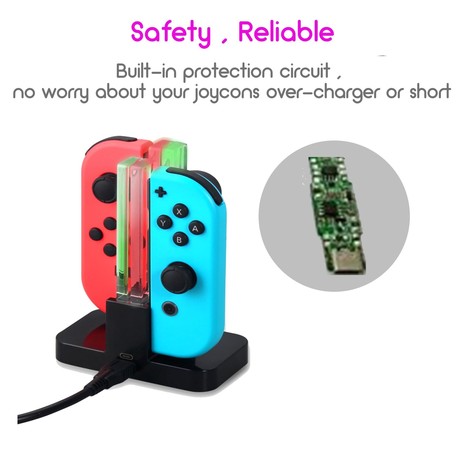 Power Dock - Charger, 4 in 1 Charging Dock for Nintendo Controller, Fast Charging Station, USB C Charge Cable