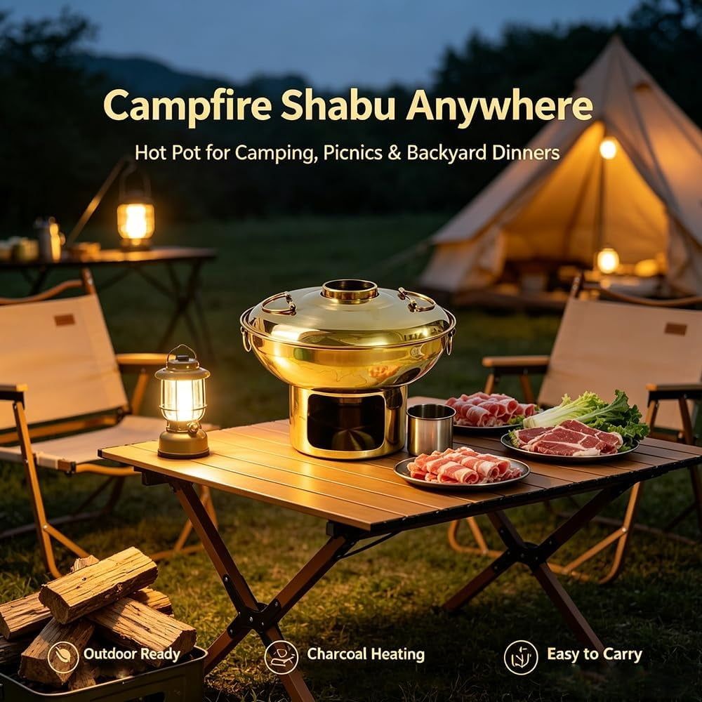 Chinese Charcoal Hot Pot, Stainless Steel Hot Pot, Portable Charcoal Hot Pot For Shabu With Fast Heating And Even Heat Distribution