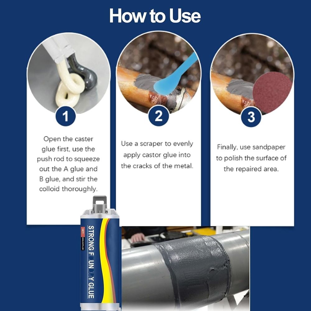 Waterproof & High-Temperature Resistant Metal Repair Adhesive, Metal Repair Glue, Strong Foundry Glue,  Upgraded Metal Resistant Casting Repair for Plastic and Steel Crack Repair