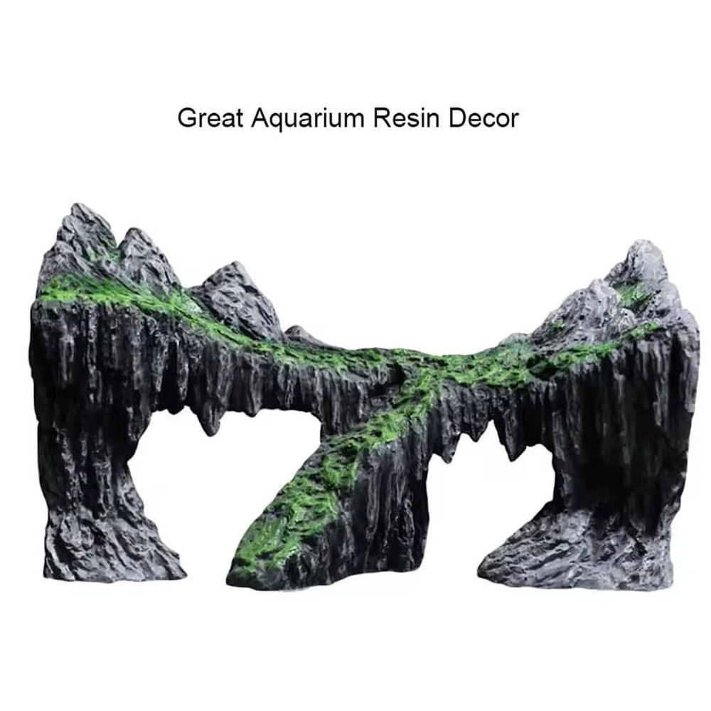 Resin -Aquarium Decoration Fish Tank Simulated Rock Mountain Ornament Rocks Cave for Fish Rest Hide Play Breed,A