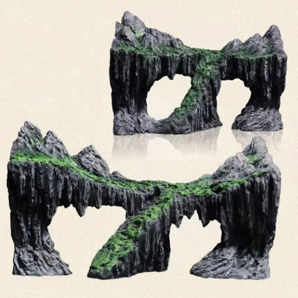 Resin -Aquarium Decoration Fish Tank Simulated Rock Mountain Ornament Rocks Cave for Fish Rest Hide Play Breed,A