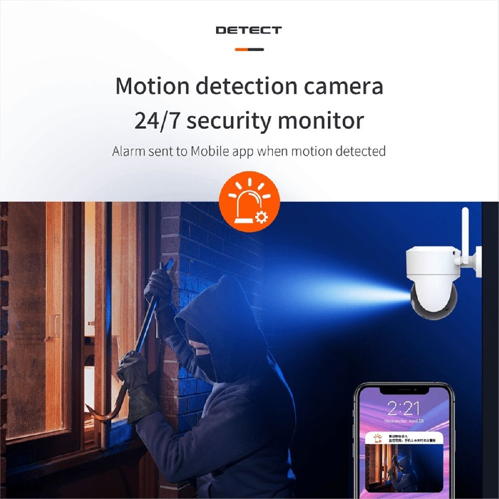 Tuya Smart Camera for Outdoor Wireless WIFI 2.4G/5G HD 4MP Rotatable Surveillance Camera Video Night Vision US Plug