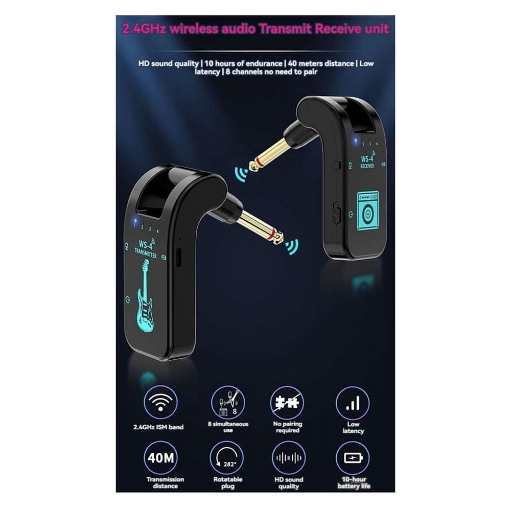 2.4G WS-4 Wireless Guitar System Guitar Transmitter Receiver