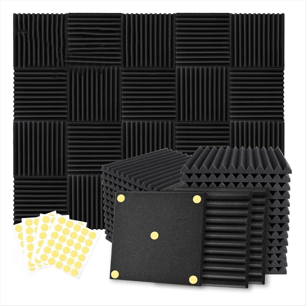 12 Pack Acoustic Foam Panels 1 X 12 X 12inch Soundproofing Noise Cancelling Wedge Panels for Home Office Recoding Studio