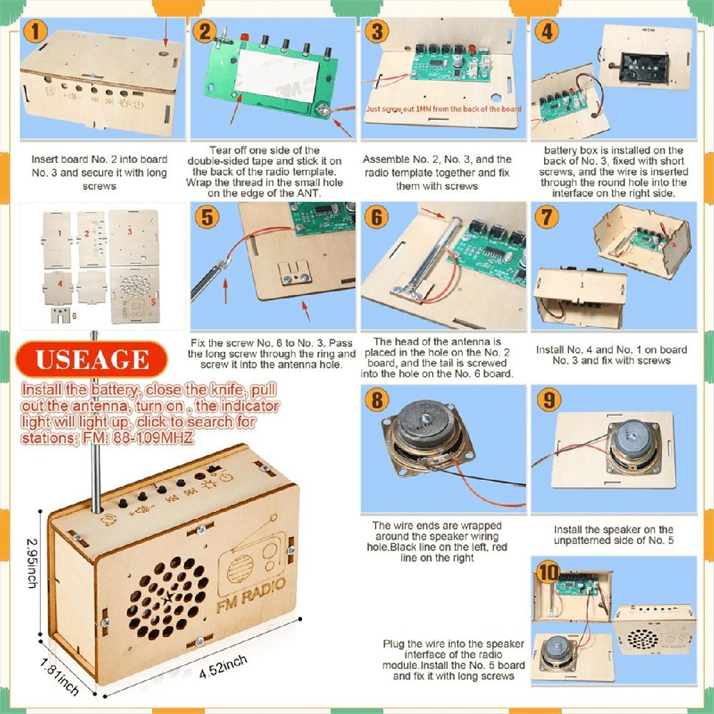 4 Set of Wooden Puzzle DIY Craft Kit Speaker Radio Gramophone Projector Soldering Practice DIY Electronic Kits