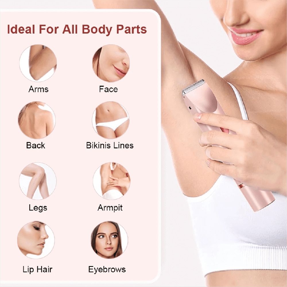 Painless Hair Removal Trimmer for Sensitive Areas Like Bikini Area or Arms, 2 in 1 Shaver Baby Hair Epilator