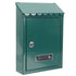 Green Locking Wall-Mounted Mailbox with Iron Post, Outdoor Home Decor and Secure Mail Storage