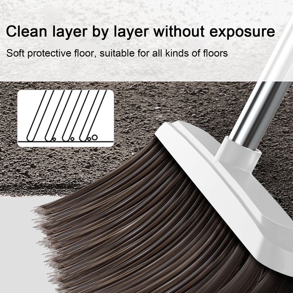 Broom and Dustpan Set, Long Handle Broom and Dustpan Set, Broom with Stand Up Dustpan Combo Set, for Home, Office, Lobby