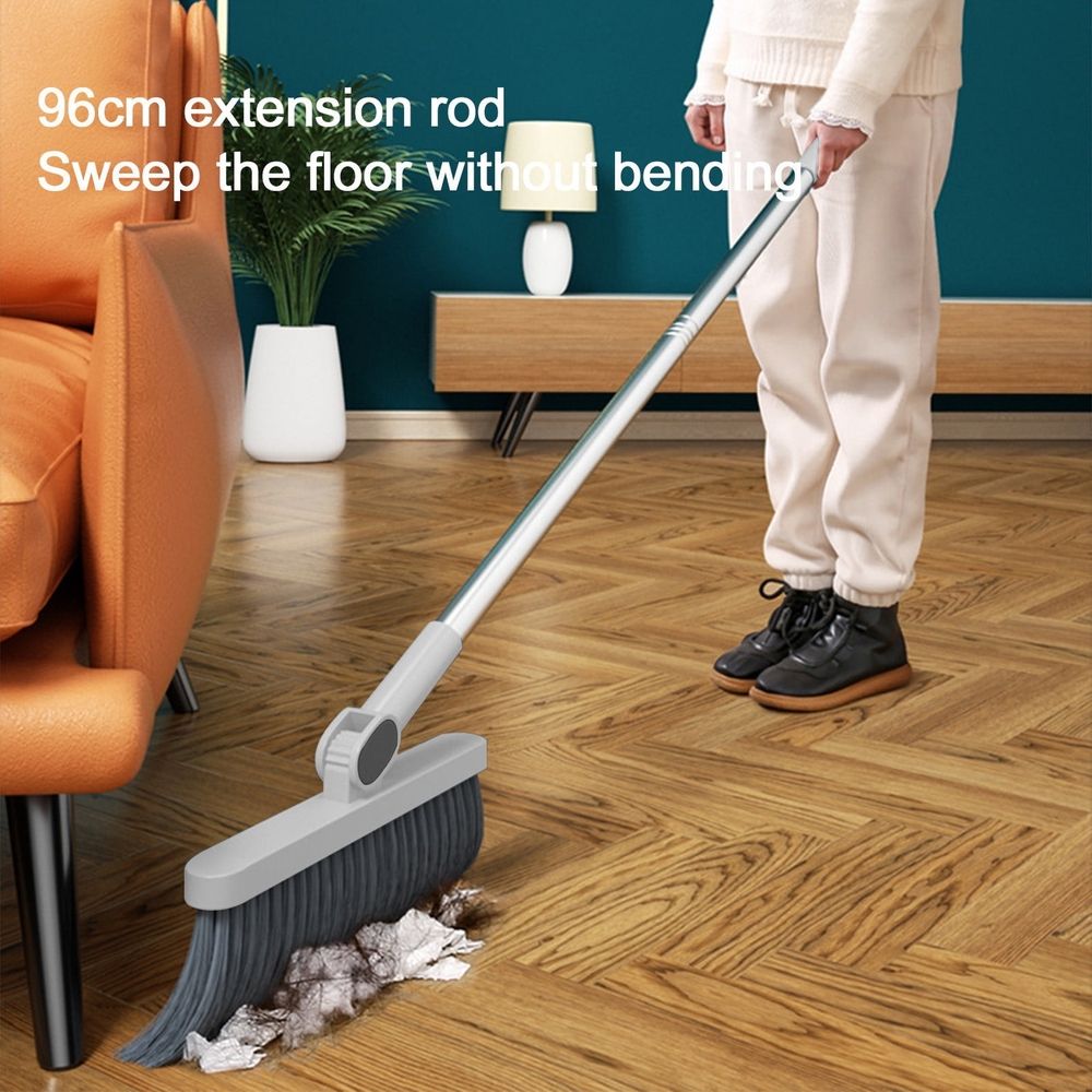 37.8in Broom and Dustpan Set Foldable Hand Broom, Broom with Dustpan Combo Set 180-degree Rotatable Brooms and Dustpan Set Non-Stick Hair Dustpan Sweeping Brooms(White)