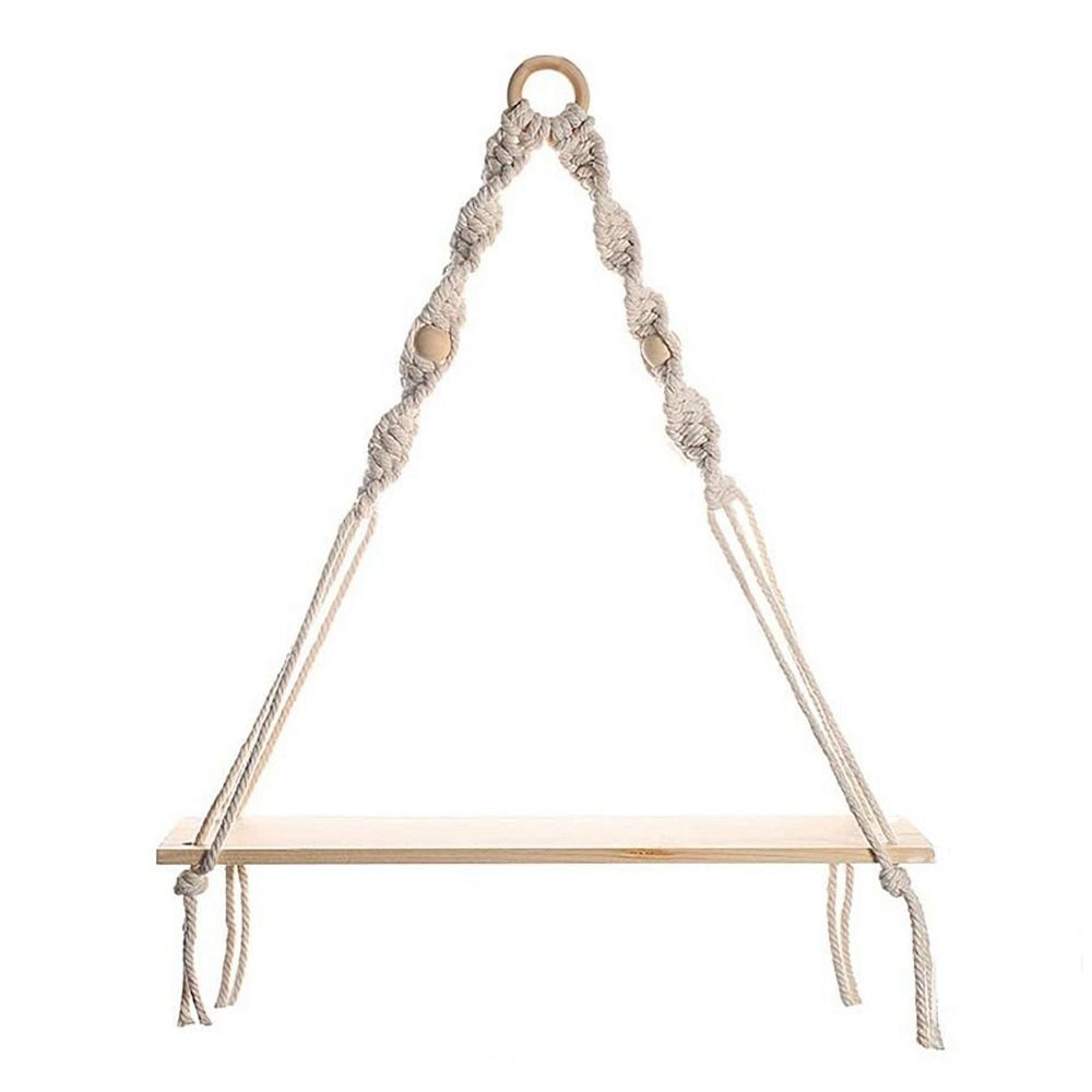 Wall Hanging Shelf - Boho Wood Shelves with Beads, Farmhouse Floating Rustic Plant