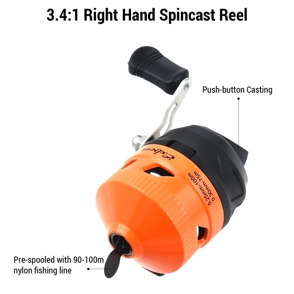 Retrieve 6.6-8.8lbs Smooth Drag Spincast Reel High Speed 3.4:1 Gear Ratio Right Hand Pre-Spooled Fishing Reel