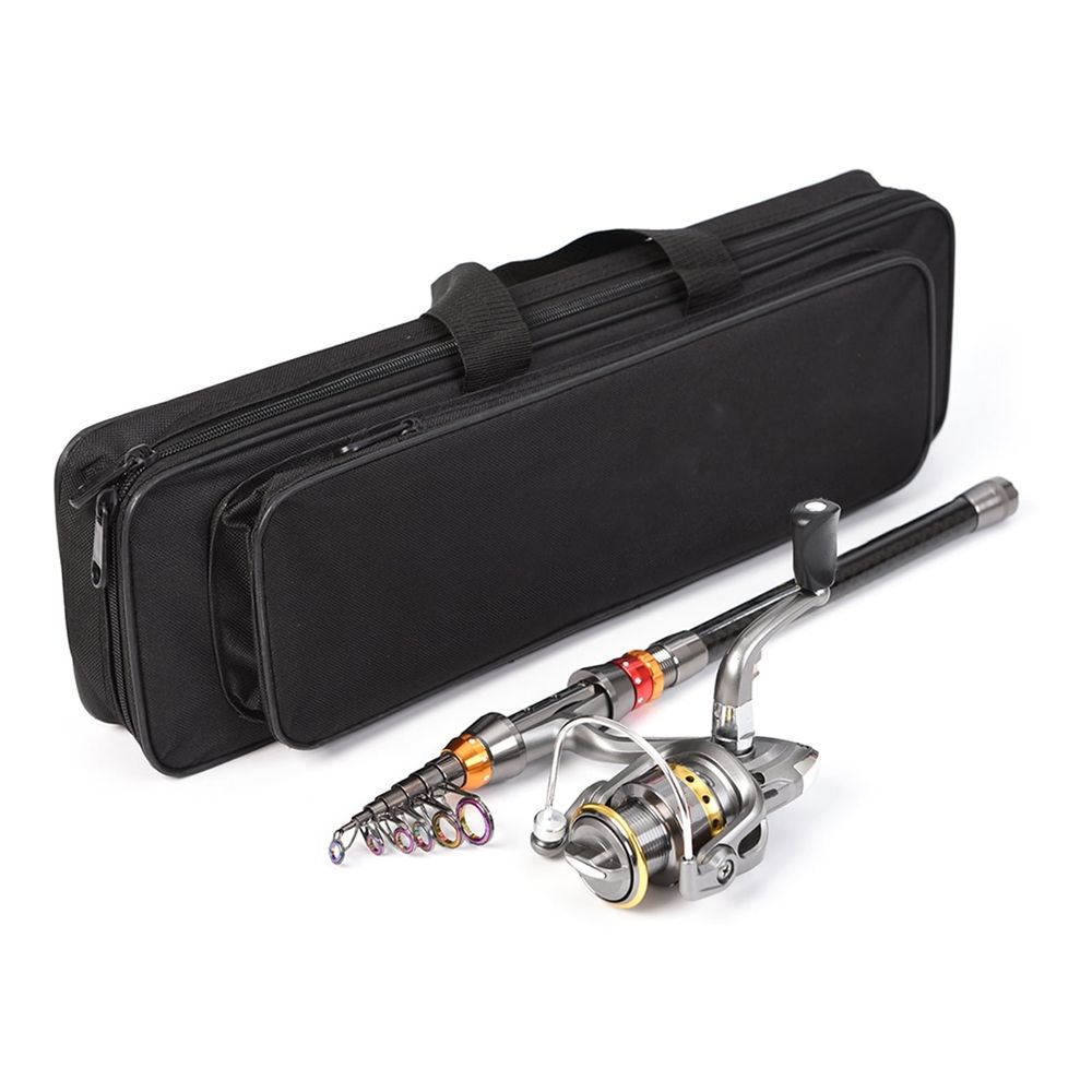 Carbon Rod Fly Telescopic Fishing Rod and Reel Combo Full Kit Carbon Fiber Fishing Rod Pole + Spinning Fishing Reel + Fishing Tackle Carrier Bag Case Fishing Gear Set
