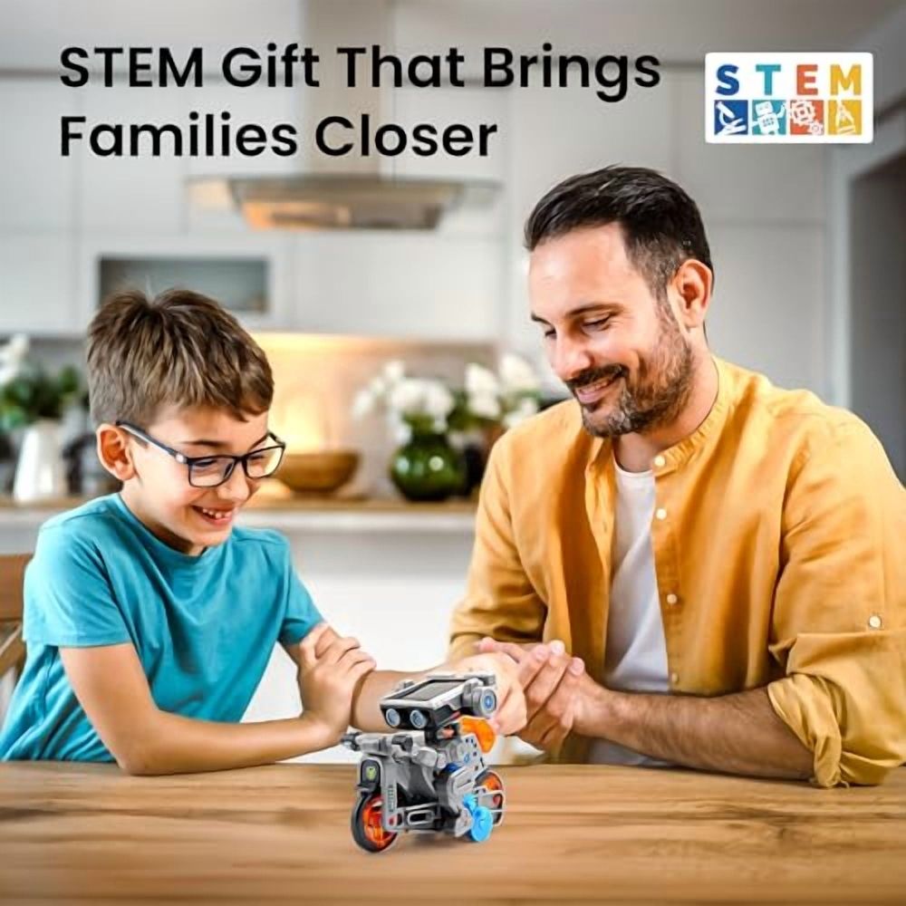 Solar Robot Building Kit STEM Gift for Boys Aged 8-13,15-in-1 DIY Science Educational Robotic Toy for Kids Teens Birthday,Powered by The Sun or Battery with 212 Pieces