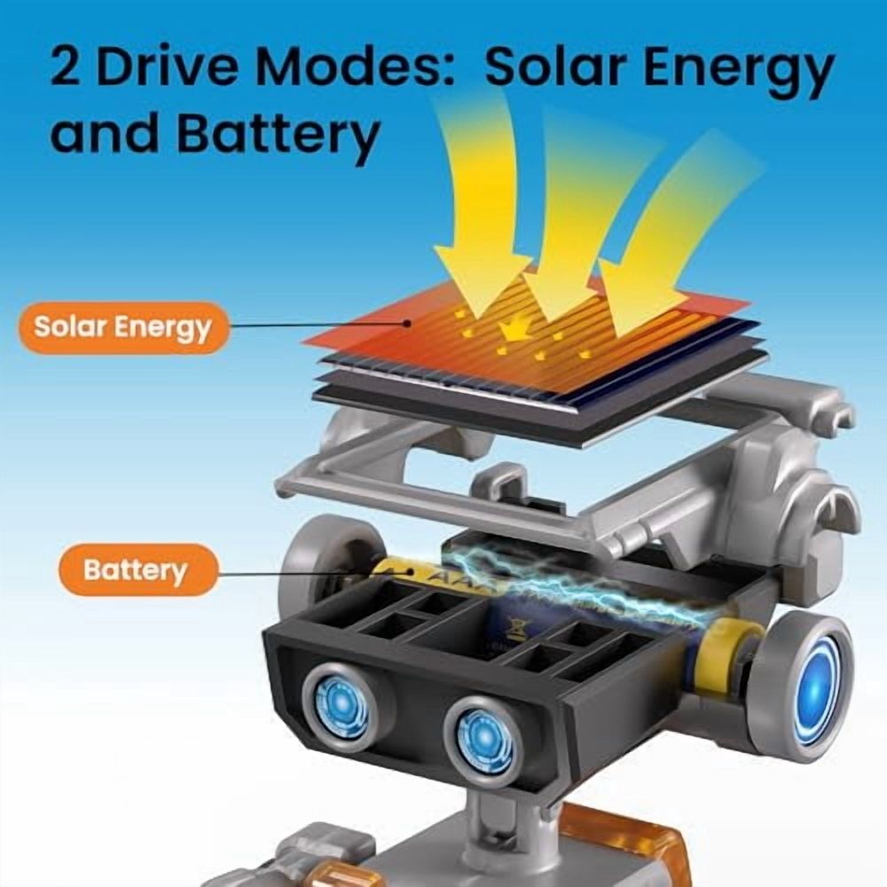 Solar Robot Building Kit STEM Gift for Boys Aged 8-13,15-in-1 DIY Science Educational Robotic Toy for Kids Teens Birthday,Powered by The Sun or Battery with 212 Pieces