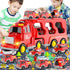 Toddler Car Toys for 1 2 3 4 5 6 Years Old Boys,7 in 1 Fire Car Trucks Playset with Play Mat & Accesoories,Birthday Gifts for Toddlers Kids Boys Girls Age 1-3 3-5