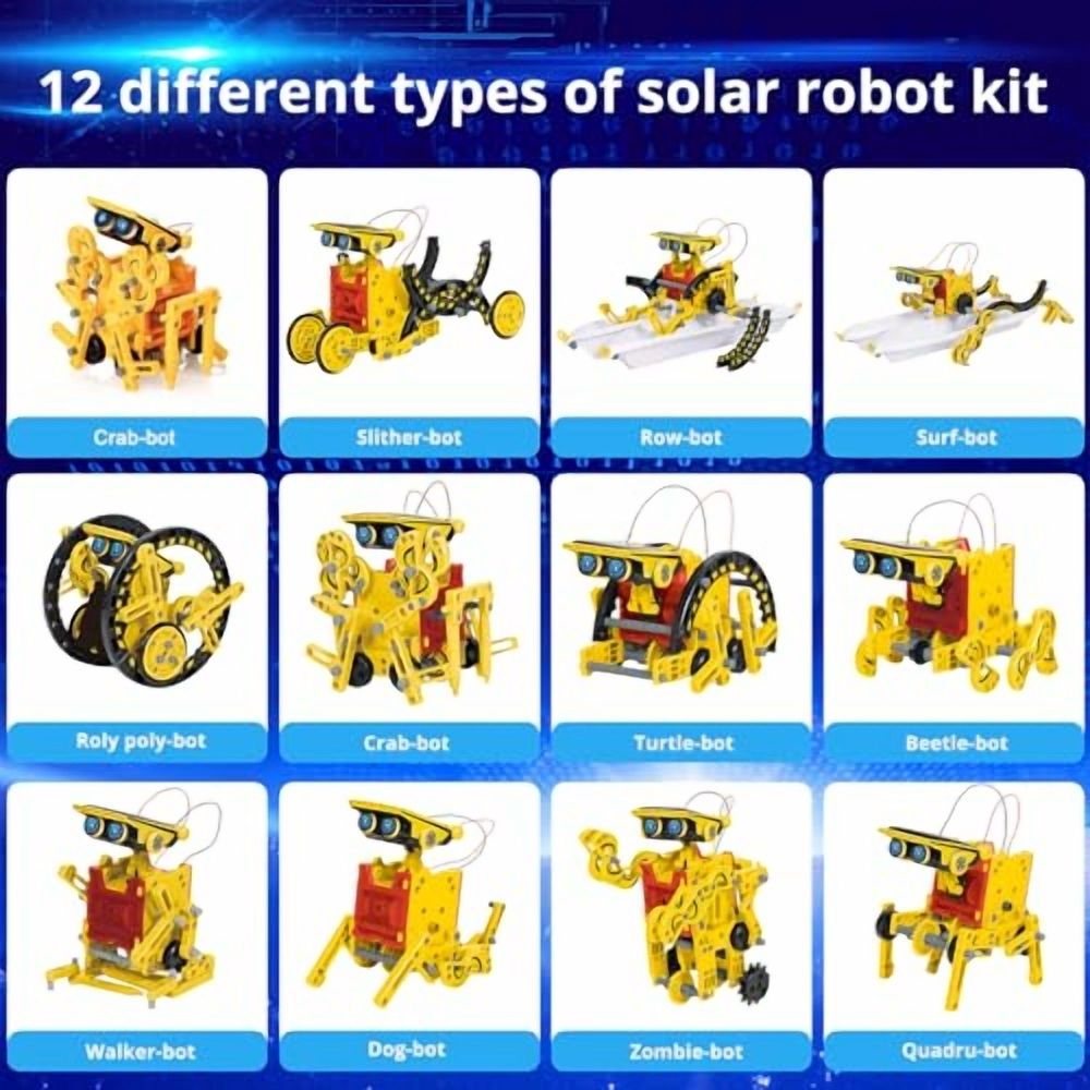 STEM Projects for Kids Ages 8-12,Solar Robot Science Building Kits,Birthday Gifts for 8 9 10 11 12-16 Year Old Boys Girls Teens,Robotics Powered by Sun or Battery(Not Include).