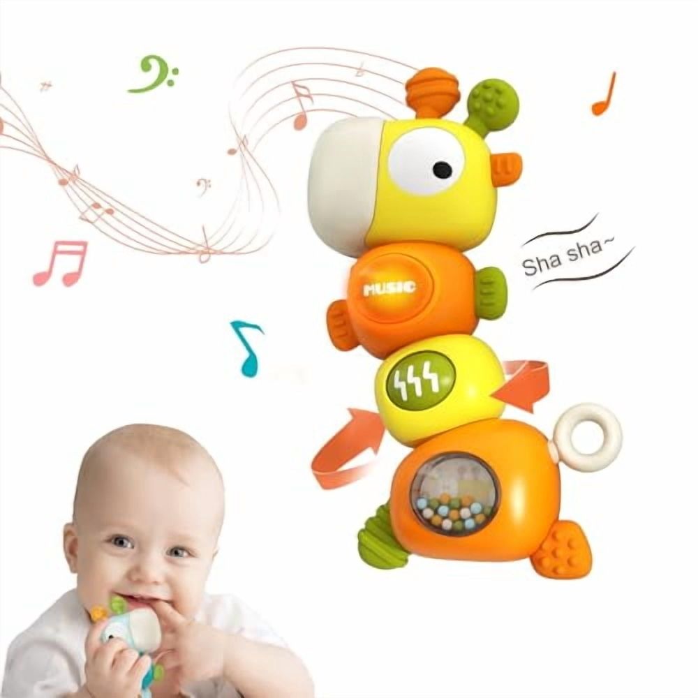 Baby Montessori Sensory Toys for 3-6 6-12 Months,Newborn Infant Rattle Toys,Learning Educational Musical Toys for Boys Girls (Yellow)