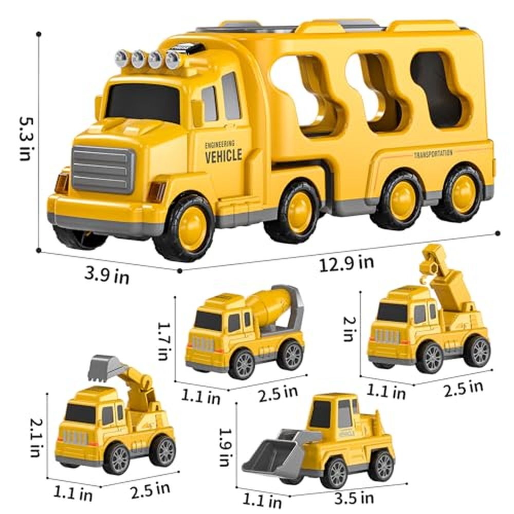 Construction Truck Boy Toys for 3-5 Year Old Toddlers - Toys for 3 4 5 6 7 Years Old Engineering Transport Vehicle Carrier Truck,Kids Excavator Crane Gifts Toys for Boys and Girls Aged 4-6