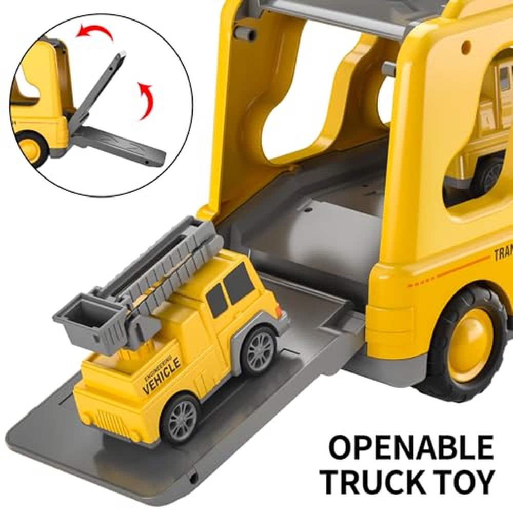 Construction Truck Boy Toys for 3-5 Year Old Toddlers - Toys for 3 4 5 6 7 Years Old Engineering Transport Vehicle Carrier Truck,Kids Excavator Crane Gifts Toys for Boys and Girls Aged 4-6