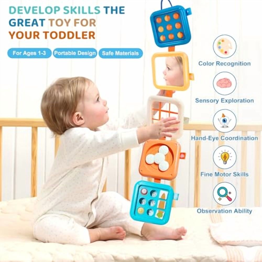 Montessori Toys for Baby 6-12 Months: Sensory Activity Cube with Fine Motor Skills - Travel Busy Board Busy Cube Gifts for 1 Year Old Boy Girl