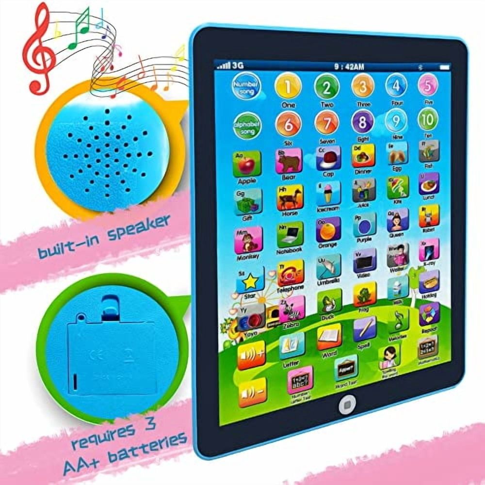 Kids Learning Pad/Tablet Interactive Toddler Toys with Words Numbers Alphabets Music English Electronic Educational Toy for Preschool Boys & Girls 3-8 Years Old (Blue)