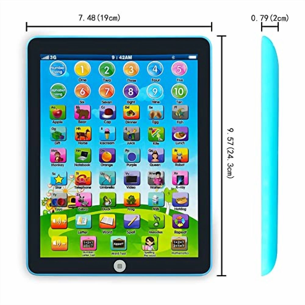 Kids Learning Pad/Tablet Interactive Toddler Toys with Words Numbers Alphabets Music English Electronic Educational Toy for Preschool Boys & Girls 3-8 Years Old (Blue)