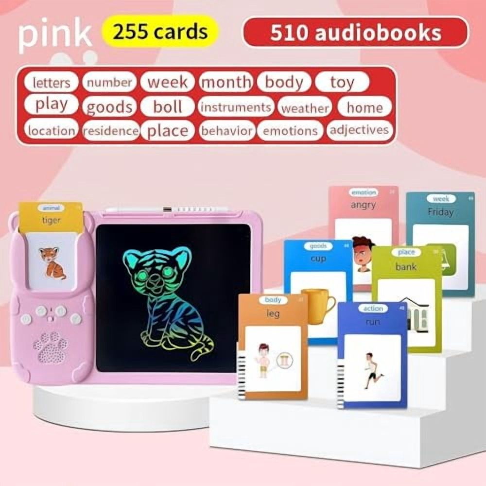 Talking Flash Cards for Toddlers,Preschool Learning Alphabet Sensory Toys Sight Words with Drawing Pad Interactive Educational Activities for Kindergarten