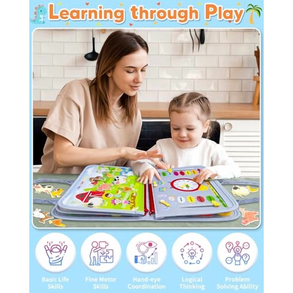 Toddler Montessori Toys for Girls,Sensory Board Educational Activities for Learning Fine Motor Skills,Birthday Gifts for Girls Toddlers,Travel Toys for Airplane Car,Fairy Horse