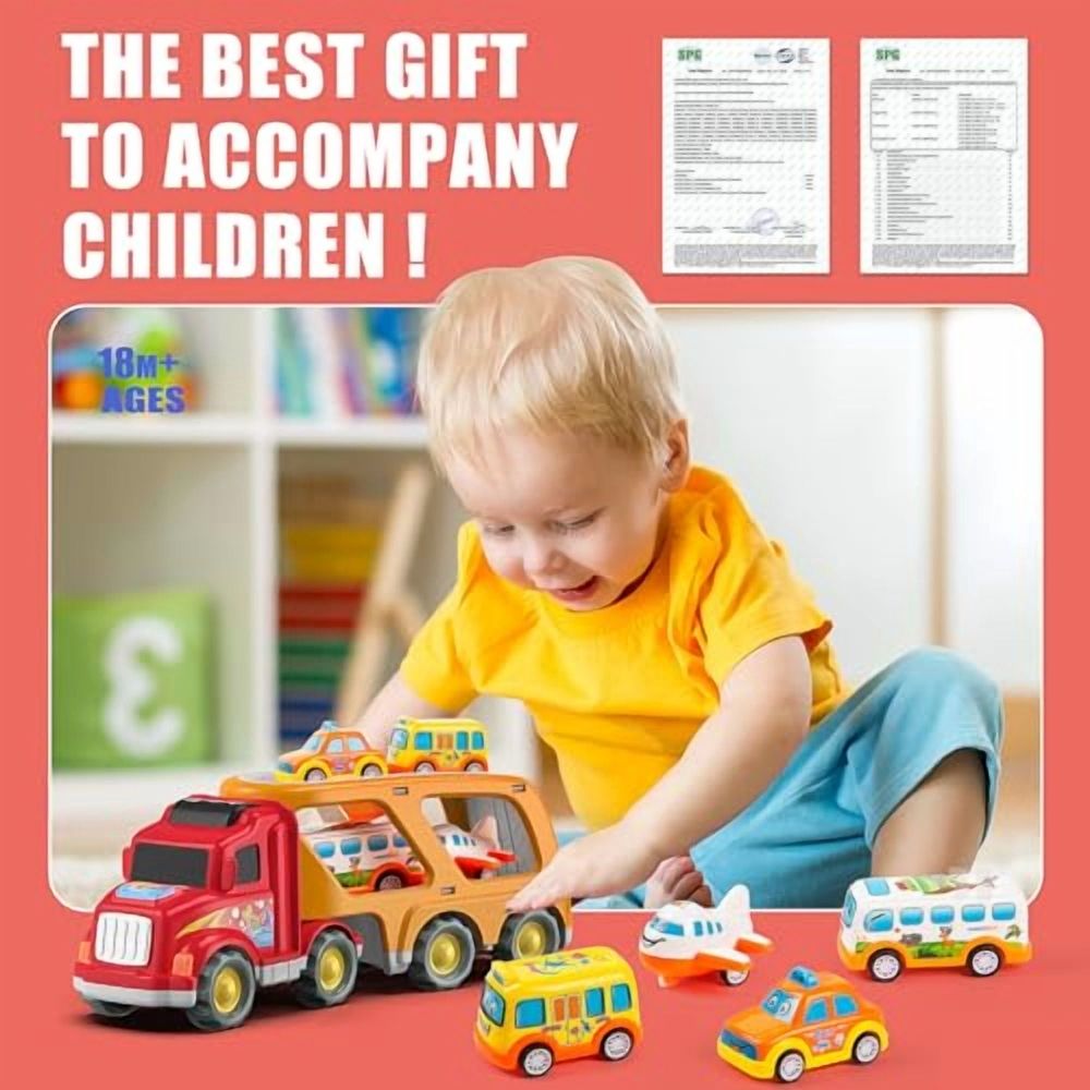 Toddler Toys Car for Boys Girls Age 1-3 3-5,5 in 1 Carrier Transport City Vehicles Toys,Kids Toy Cars for Toddlers 1-3,Christmas Birthday Gift for Toddlers 3+.