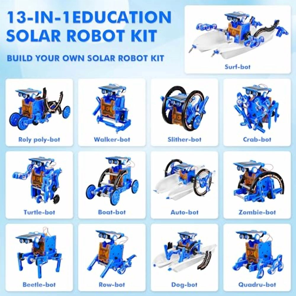STEM 13-in-1 Solar Power Robots Creation Toy,Educational Experiment DIY Robotics Kit,Science Toy Solar Powered Building Robotics Set Age 8-12 for Boys Girls Kids Teens to Build