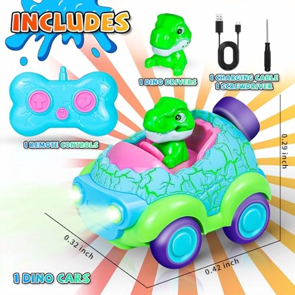 Remote Control Car for Toddlers,Rechargeable Dinosaur Toy with LED Lights & Music,RC Cars for Kids Ages 2-5,Christmas & Birthday Gift for Boys & Girls