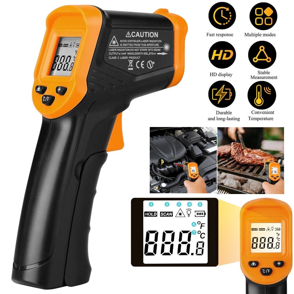 Digital Infrared Thermometer, No Touch Digital Laser Temperature Gun for Cooking/BBQ/Meat, For gifts