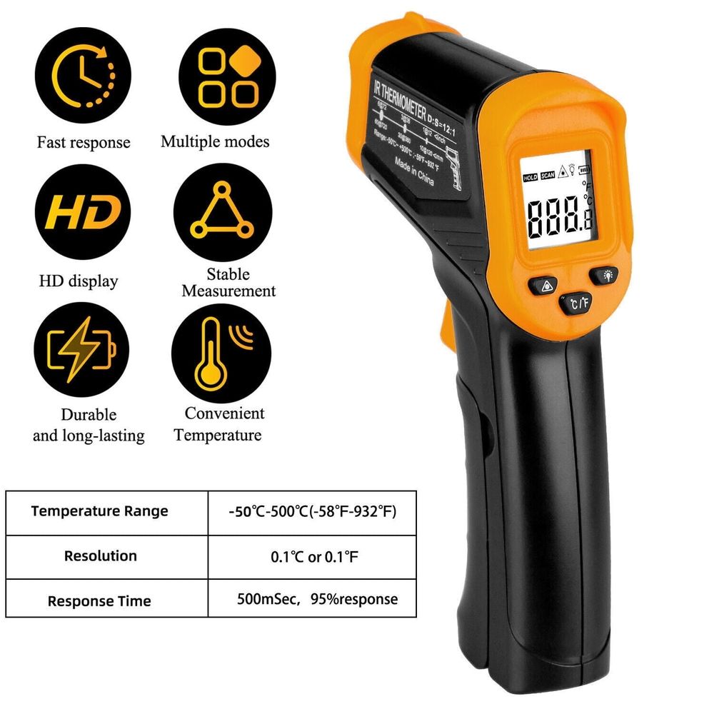 Digital Infrared Thermometer, No Touch Digital Laser Temperature Gun for Cooking/BBQ/Meat, For gifts