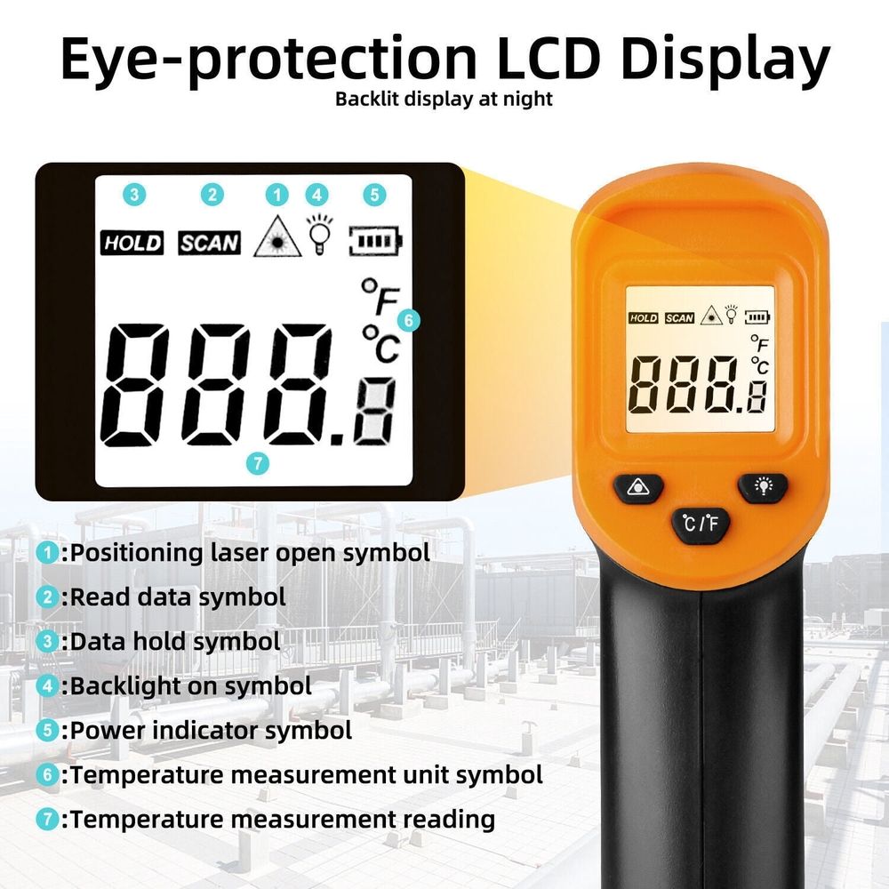 Digital Infrared Thermometer, No Touch Digital Laser Temperature Gun for Cooking/BBQ/Meat, For gifts