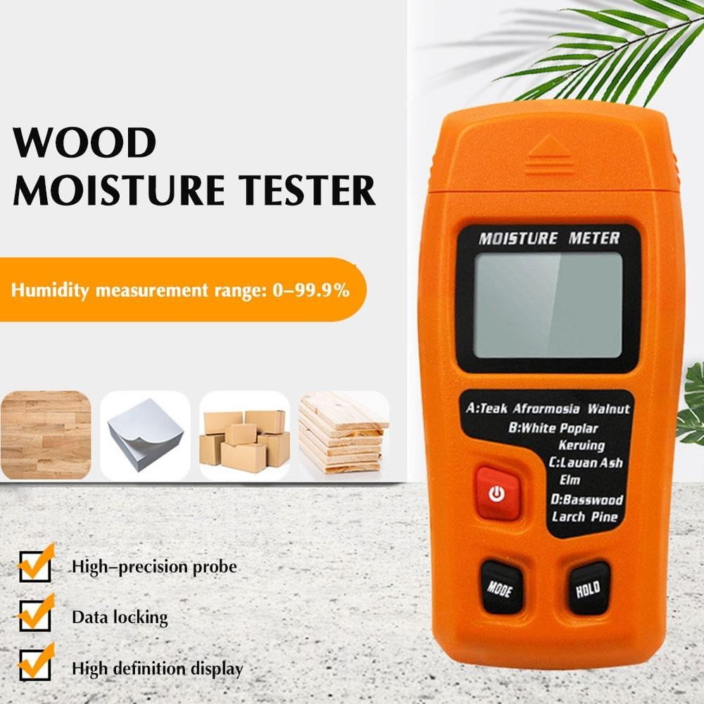Orange moisture meter without battery (B)$Wood moisture tester moisture content meter wooden floor carton humidity measurement moisture meter moisture meter