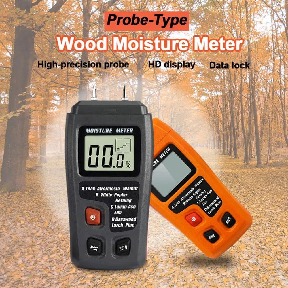 Orange moisture meter without battery (B)$Wood moisture tester moisture content meter wooden floor carton humidity measurement moisture meter moisture meter