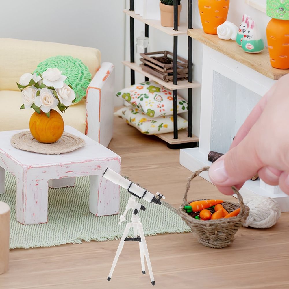 1:12 Scale Miniature Dollhouse Telescope Ornament, Tiny Desktop Decor Accessory, Kids Toy, Home Model Decoration