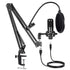 USB Condenser Microphone Bundle Kit,192KHZ/24BIT Professional Cardioid Computer Mic with Adjustable Scissor Arm Stand Shock Mount and Gain Knob for Recording,for Podcasting,Gaming