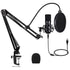 USB Streaming Podcast PC Microphone: Professional Computer Mic 192kHz/24bit Cardioid Condenser Mic Kit with Sound Card Boom Arm Shock Mount Pop Filter