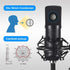 USB Streaming Podcast PC Microphone: Professional Computer Mic 192kHz/24bit Cardioid Condenser Mic Kit with Sound Card Boom Arm Shock Mount Pop Filter