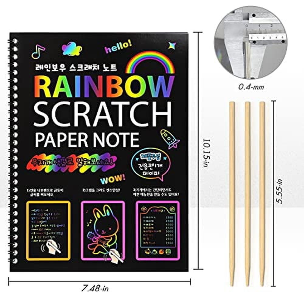 8 Pack Scratch Arts Drawing Notebook Paper for Kids Art Supplies,Large Rainbow Scratch and Sketch Books Set for Kids Party Favors