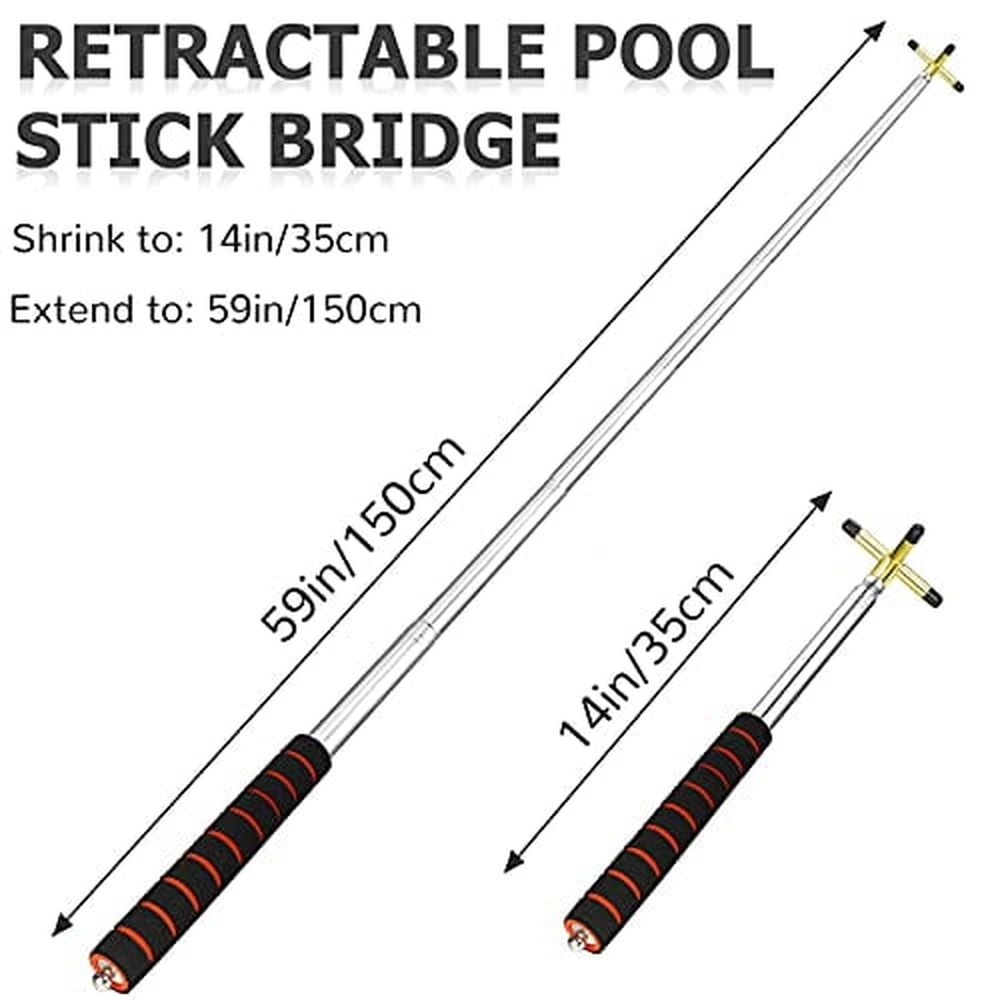 Pool Cue Snooker Stick Pool Table Accessories Retractable Billiards Cue Rest with Removable Brass Bridge Head