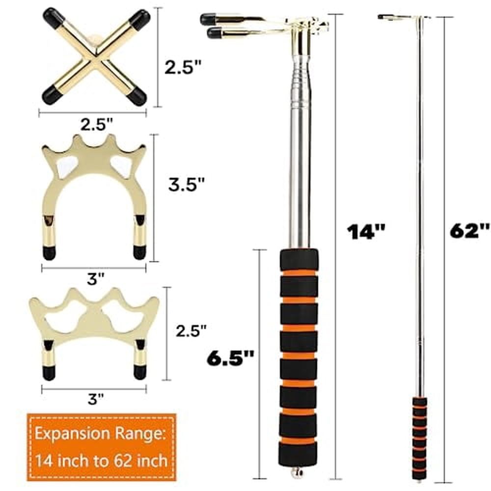 Retractable Billiards Cue Bridge,Snooker Pool Cue Bridge Stick,Billiards Cue Rest with 3 Pieces Removable Brass Bridge Head,Billiards Table Accessories for Pool Table,Game,Competition