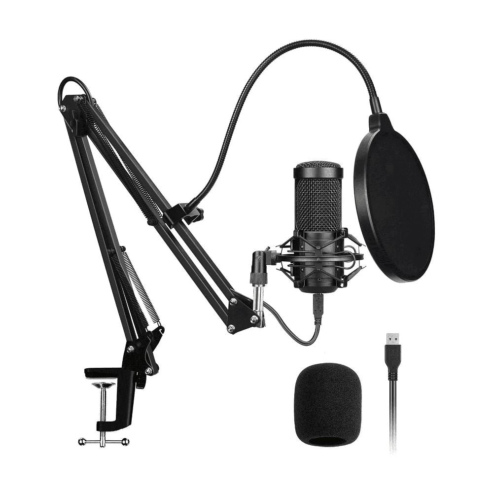 USB Podcast Microphone Kit,Professional 192kHz/24Bit Condenser Mic with Scissor Arm,Shock Mount,Pop Filter for PC Recording,YouTube,Streaming