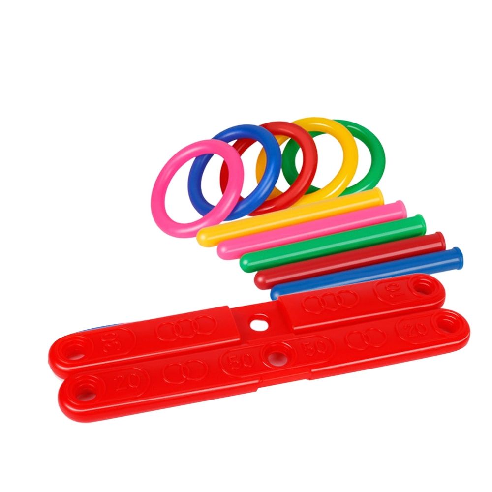 Plastic Ring Throwing Game Set - Family Toss Target with Poles & Rings for Indoor Outdoor Fun