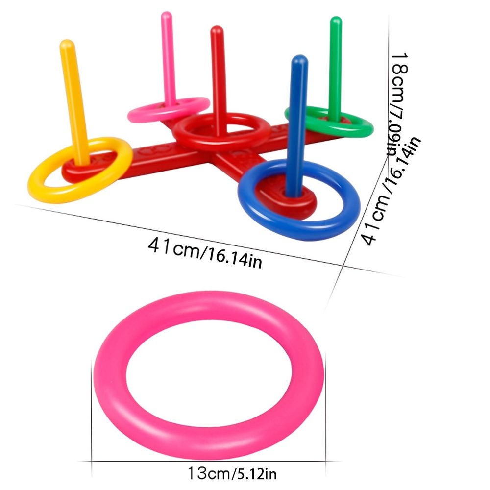 Plastic Ring Throwing Game Set - Family Toss Target with Poles & Rings for Indoor Outdoor Fun