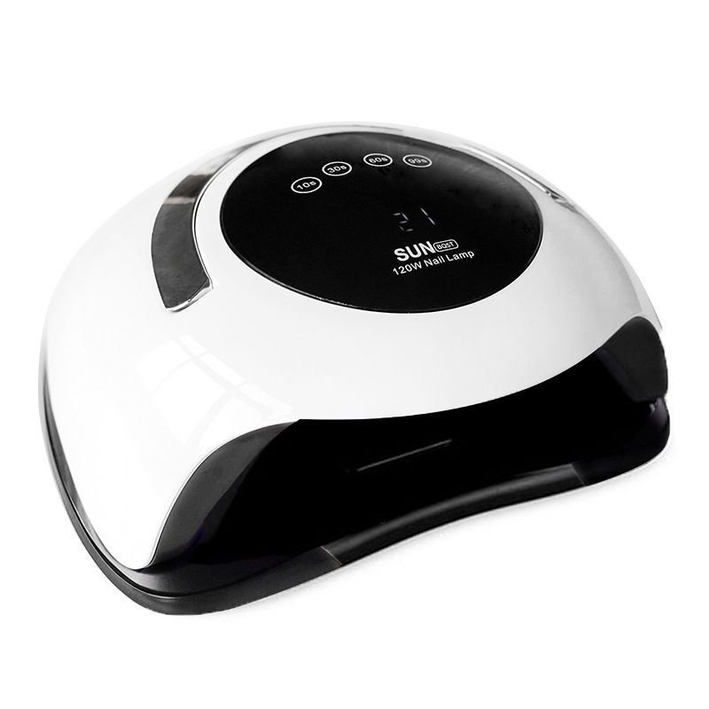 120W LED UV Light Dryer for Nails Gel Polish 57 LEDs 4 Timer Preset, Auto On Fingernail Powercord （white）