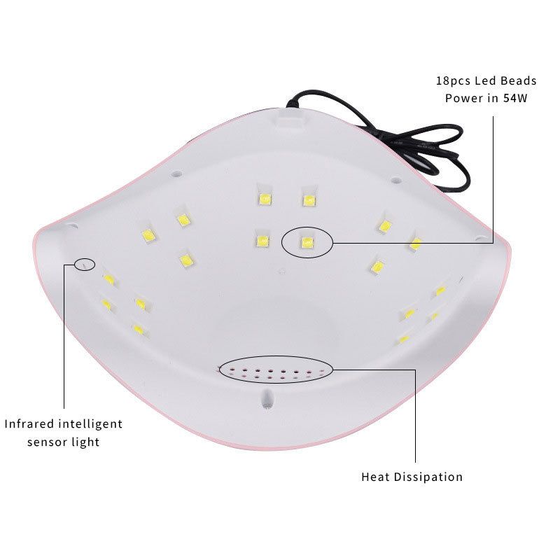 Gel UV LED Nail Polish Lamp,  Nail Dryer 54W LED Light with 3 Timers Professional for Nail Art Tools Accessories
